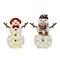 Set of 2 Snowmen with Warm White Cord Lights 24" & 28" Height